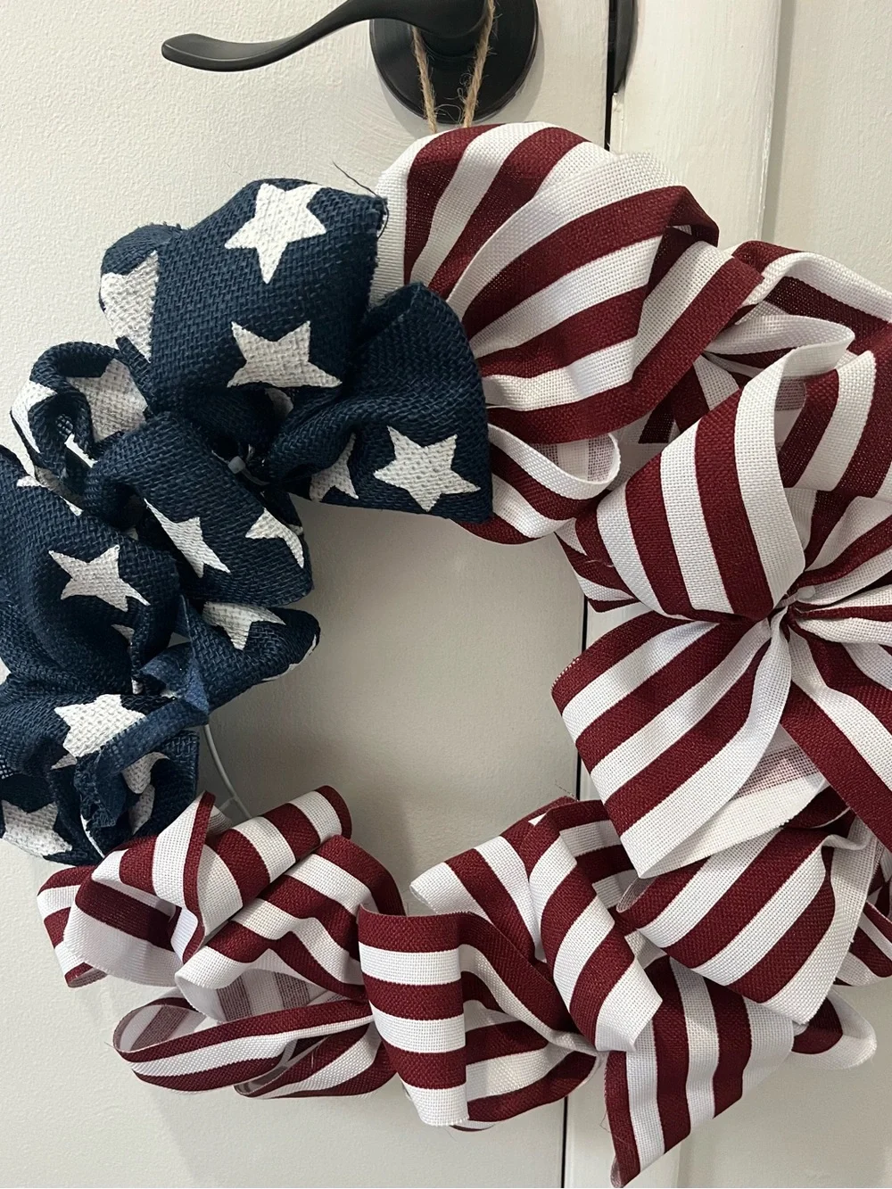 Patriotic Red, White & Blue Star and Stripe Decorative Wreath